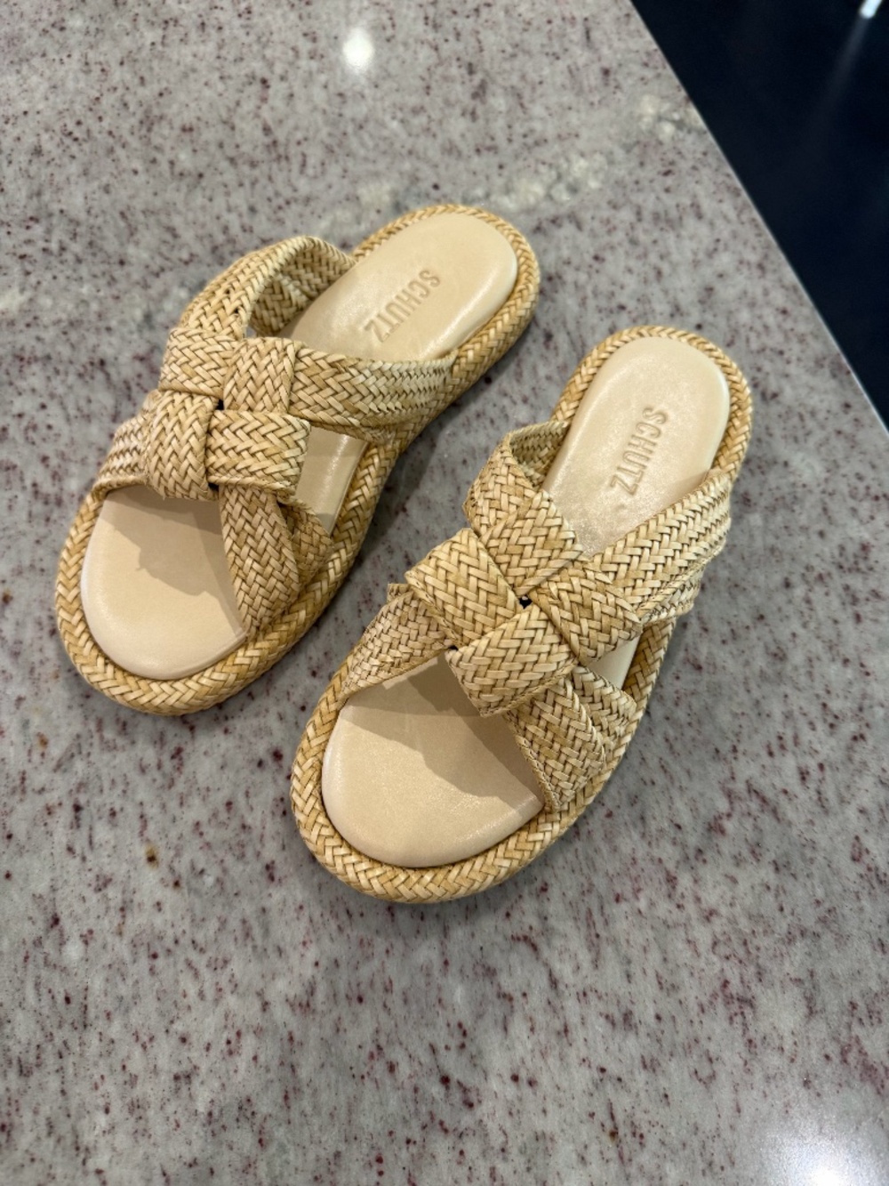 Schutz raffia slip on sandals